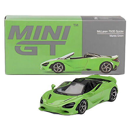 1:64 Diecast McLaren 750S Spider Mantis Green Mini GT Model Araba