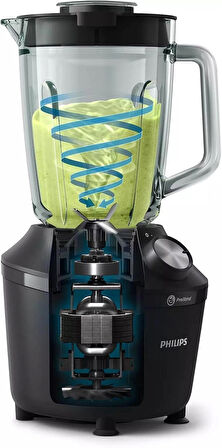 Philips 3000 Serisi Blender ProBlend Crush Teknolojisi 600 W 2 Lt, 2 Hız Ayarı + Darbe, Cam Hazne, HR2291/41 OUTLET