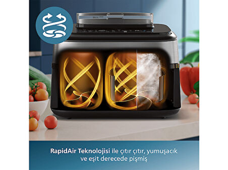 PHILIPS NA555/00 5000 Serisi Çift Hazneli Airfryer