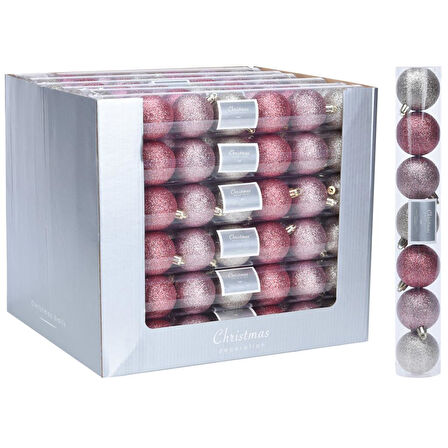 Yılbaşı Topu Set Pembe 7 Adet Çap 5cm