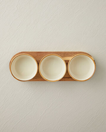 Woodcrest Akasya 4 Parça Sunumluk 10x10 cm Beyaz-Kahverengi