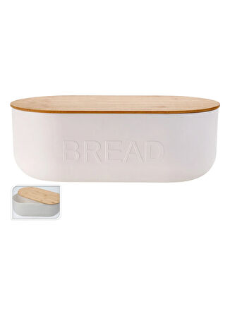 Boyner Evde Ekmek Kutusu Bread Yazili Bej Ahsap Kapakli 35cm