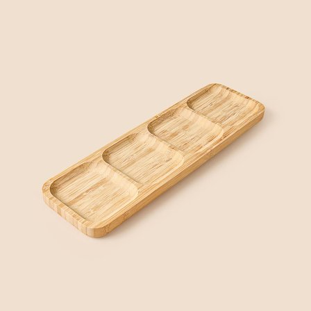 Excellent Houseware Bambu Servis Tabağı - Açık Kahverengi - 33 Cm