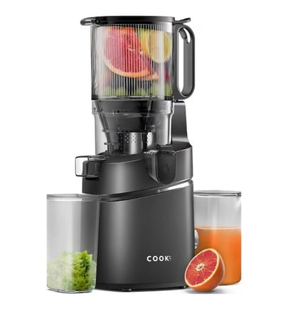 COOK-IT Slowjuicer XL Soğuk Sıkım Meyve Sıkacağı - Siyah (250W, 13.5 cm XL Besleme, 40 dB Sessiz Mod)