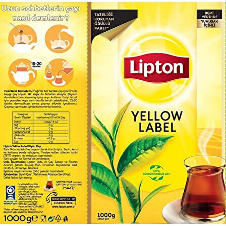 Lipton Yellow Label Dökme Çay 1000 gr x 10 Adet