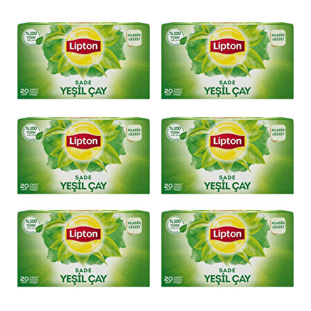 Lipton Yeşil Bardak Poşet Sade 20 li X 6 Adet