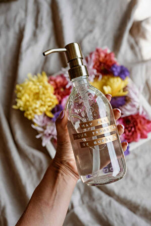 WELLmark Fresh Linen Cam Şişe Sıvı Sabun-Sabunluk