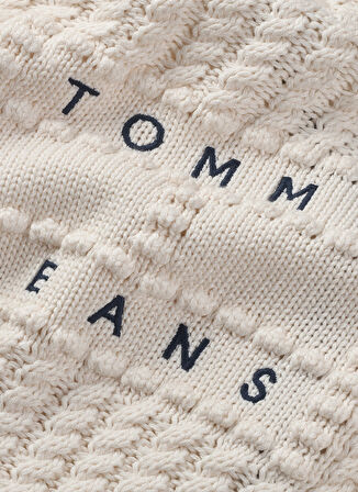 Tommy Jeans Beyaz Kadın Hırka TJW BUBBLE CABLE FLAG CARDIGAN