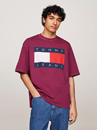 Erkek TJM OVZ BIG FLAG TEE EXT T-Shirt-Mor | S