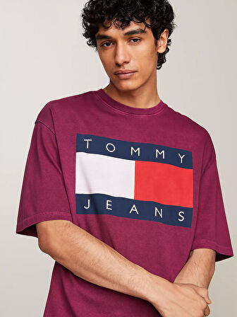 Erkek TJM OVZ BIG FLAG TEE EXT T-Shirt-Mor | S