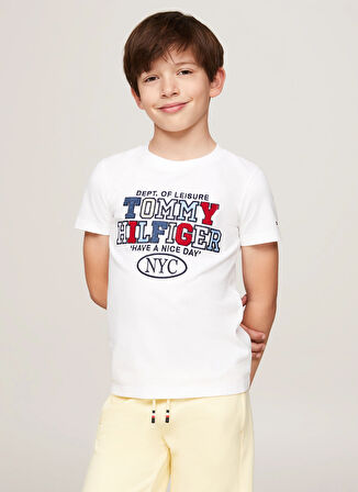 Tommy Hilfiger Baskılı Beyaz Erkek T-Shirt KB0KB08664YBR