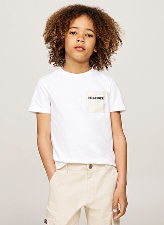 Tommy Hilfiger Baskılı Beyaz Erkek Çocuk T-Shirt KB0KB09094YBR