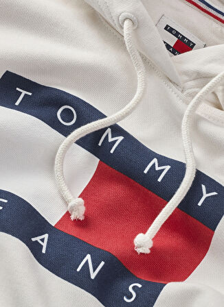 Tommy Jeans Baskılı Beyaz Kadın Sweatshırt TJW REG TOMMY FLAG HOODIE EXT