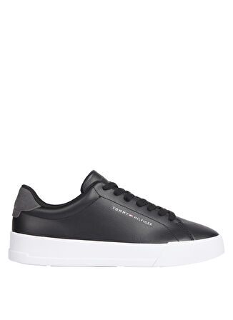 Tommy Hilfiger Siyah Erkek Sneaker TH COURT LEATHER GRAIN ESS