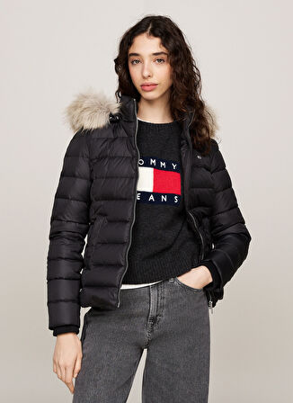 Tommy Jeans Siyah Kadın Şişme Mont TJW BASIC HOODED DOWN JACKET EXT