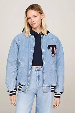 Tommy Jeans Kadın Letterman Denim Ceket