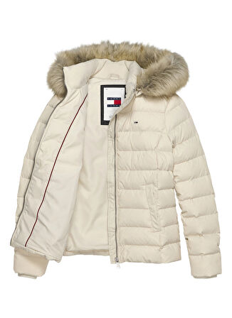 Tommy Jeans Krem Kadın Şişme Mont TJW BASIC HOODED DOWN JACKET EXT