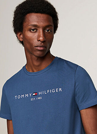 Tommy Hilfiger Bisiklet Yaka Mavi Erkek T-Shirt MW0MW11797DBZ