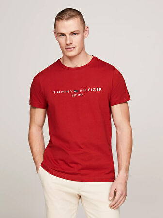 Erkek TOMMY LOGO TEE T-Shirt-Kırmızı | M