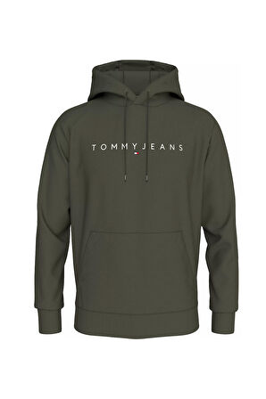 Erkek TJM REG LINEAR LOGO HOODIE EXT Sweatshirt-Haki | S