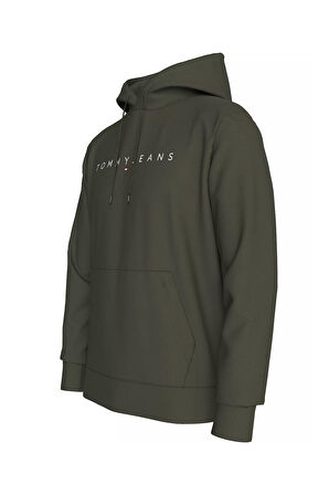 Erkek TJM REG LINEAR LOGO HOODIE EXT Sweatshirt-Haki | S