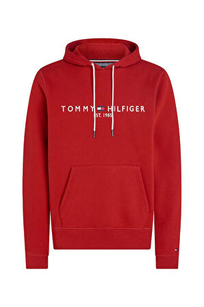 Erkek Th Logo Kapüşonlu Sweatshirt - Kırmızı  | S