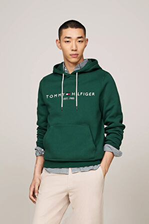 Erkek Tommy Logo Baskılı Sweatshirt-Yeşil | L