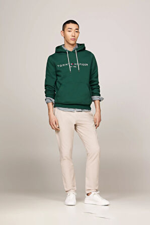 Erkek Tommy Logo Baskılı Sweatshirt-Yeşil | L