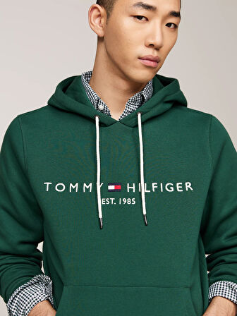Erkek Tommy Logo Baskılı Sweatshirt-Yeşil | L