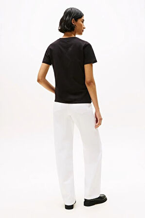 Kadın Th Script Logo Regular T-Shirt - Siyah | XS