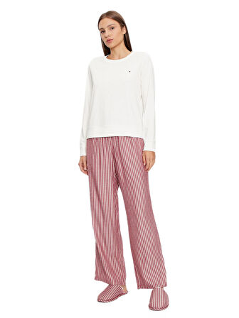 Tommy Hilfiger Kadın Kırmızı Pijama Takımı ( Terlik Hediyeli ) UW0UW04853
