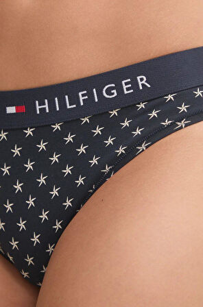 Tommy Hilfiger Kadın Mavi Bikini Külot Print UW0UW04220