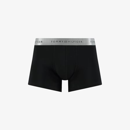 Tommy Hilfiger Trunk 3'lü Siyah/Gümüş/Yeşil Bantlı Erkek Siyah Boxer