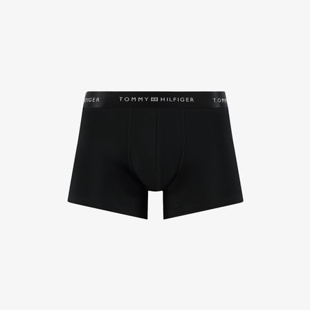 Tommy Hilfiger Trunk 3'lü Siyah/Gümüş/Yeşil Bantlı Erkek Siyah Boxer