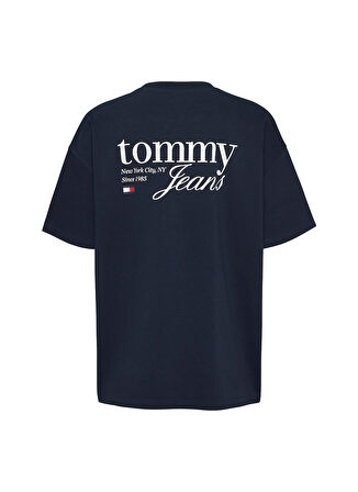 Tommy Jeans Yuvarlak Yaka Baskılı Lacivert Kadın T-Shirt TJW RLX PREP LUXE 2 TEE