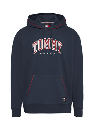 Tommy Jeans Kapüşon Yaka Lacivert Erkek Sweatshırt DM0DM19760C1G RLX VARSITY PIPPING