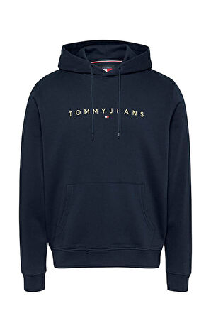 Erkek Altın Logo Kapüşonlu Sweatshirt - Lacivert | XS