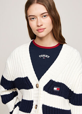 Tommy Jeans Beyaz Kadın Hırka TJW RWB BACK FLAG CARDIGAN EXT