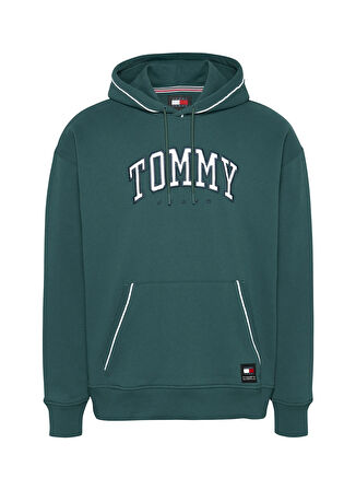 Tommy Jeans Kapüşon Yaka Yeşil Erkek Sweatshırt DM0DM19760CWG RLX VARSITY PIPPING