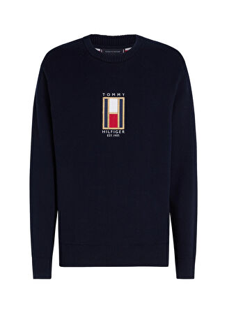 Tommy Hilfiger Bisiklet Yaka Normal Mavi Erkek Kazak MW0MW36529DW5