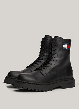 Tommy Hilfiger Deri Siyah Erkek Bot TJM LACE UP MID BOOT SMOOTH