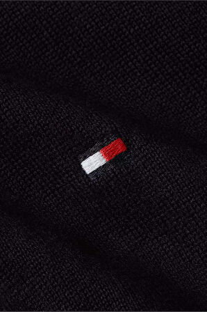 Erkek Fermuarlı Dik Yaka Pamuklu Triko Hırka - Siyah | S