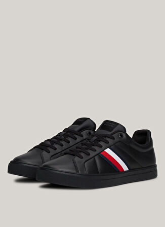 Tommy Hilfiger Siyah Erkek Sneaker ICON COURT LTH STRIPES