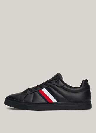 Tommy Hilfiger Siyah Erkek Sneaker ICON COURT LTH STRIPES