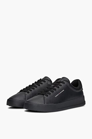 Erkek Pebble Grain Court Sneaker - Siyah | 44