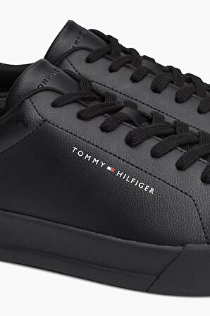 Erkek Pebble Grain Court Sneaker - Siyah | 44