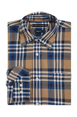 Erkek Kare Desenli Gömlek - Lacivert | S