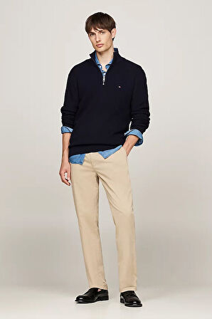 Erkek Denton Saten Düz Paça Chino Pantolon - Bej | 31/32