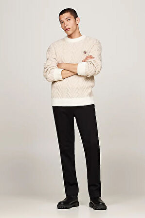 Erkek Denton Saten Düz Paça Chino Pantolon - Siyah | 32/30