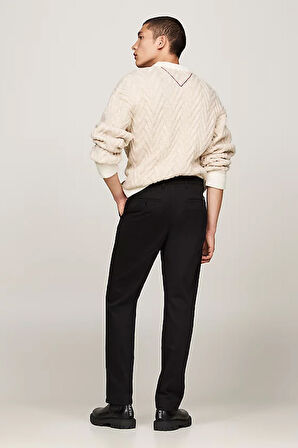 Erkek Denton Saten Düz Paça Chino Pantolon - Siyah | 32/30